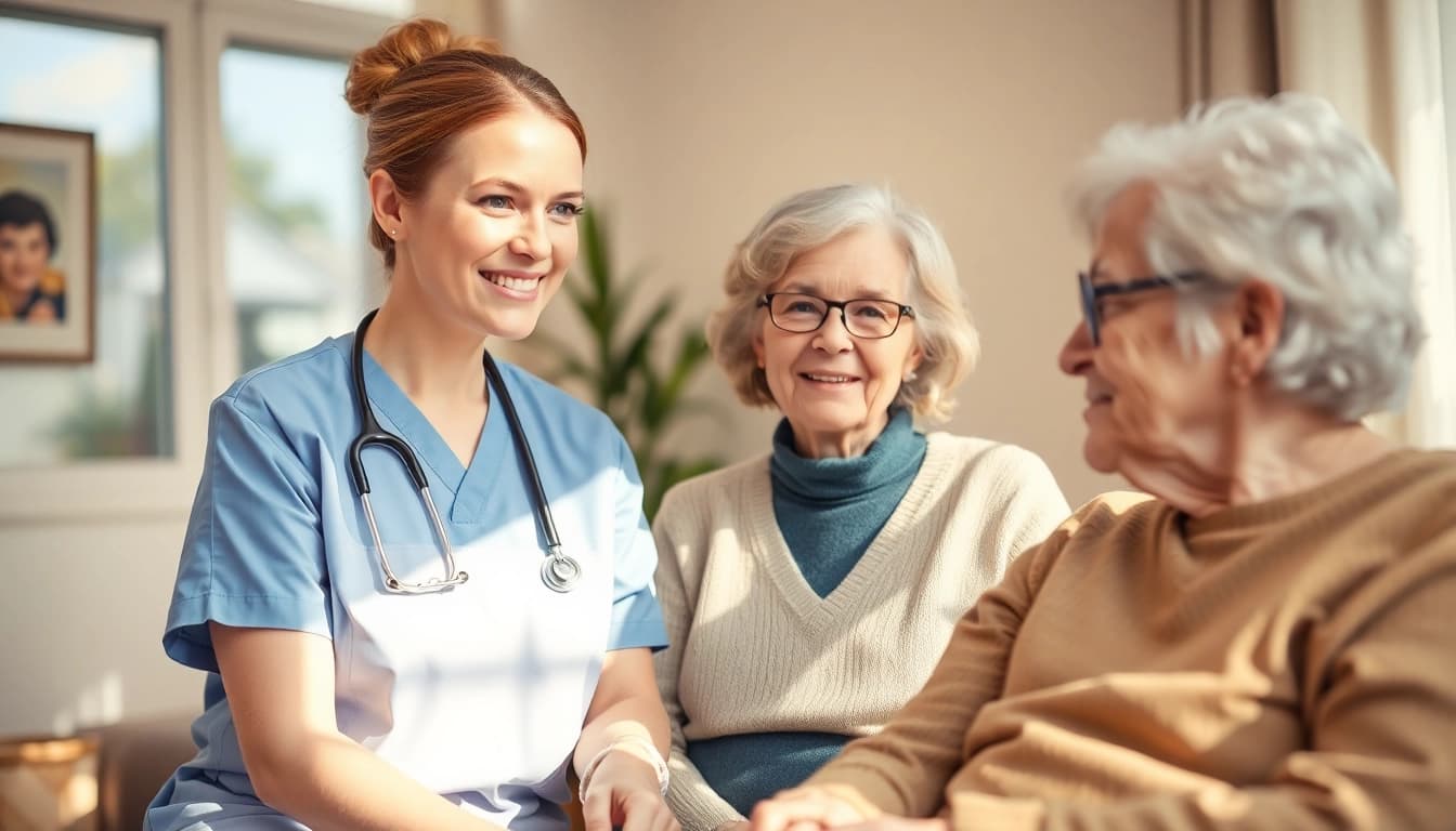 Pflegekraft unterstützt einen älteren Patienten bei ambulanter pflegedienst leverkusen in einem sicheren und liebevollen Umfeld.