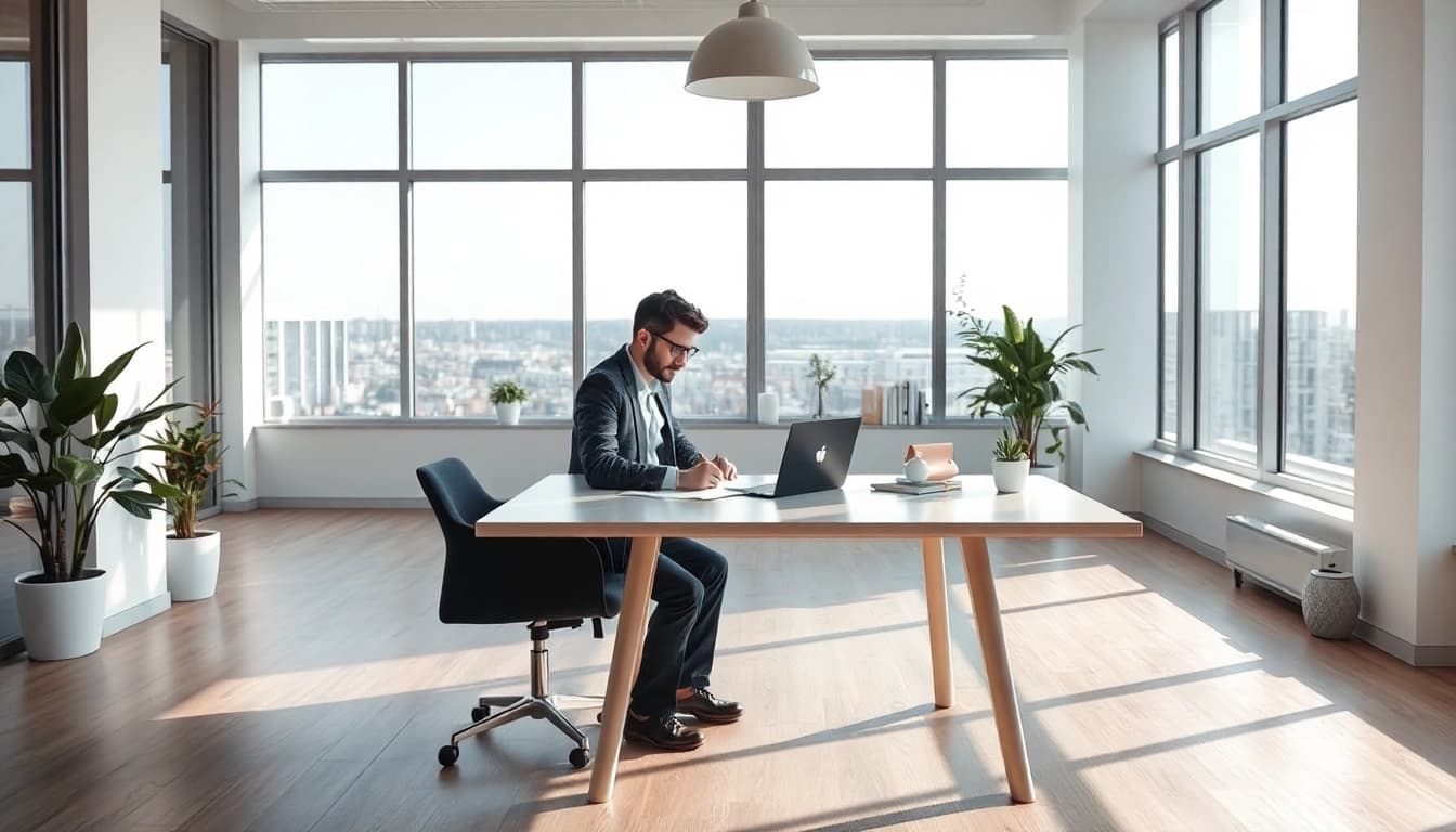 Inspirierendes Webdesign für Coaches in einem modernen Büro.