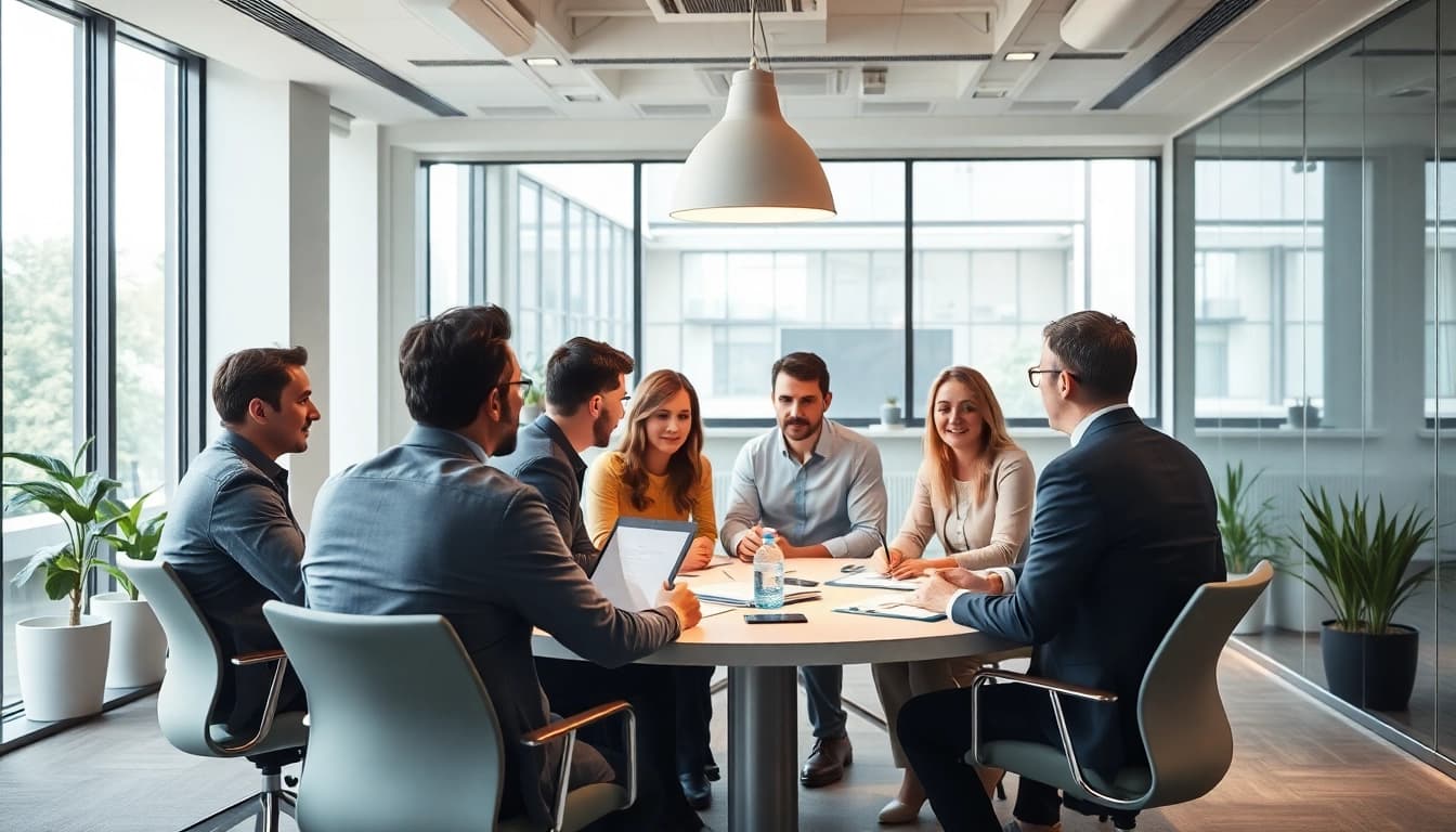 Berater für Unternehmensberatung Hannover analysieren Strategien in einem modernen Büro.