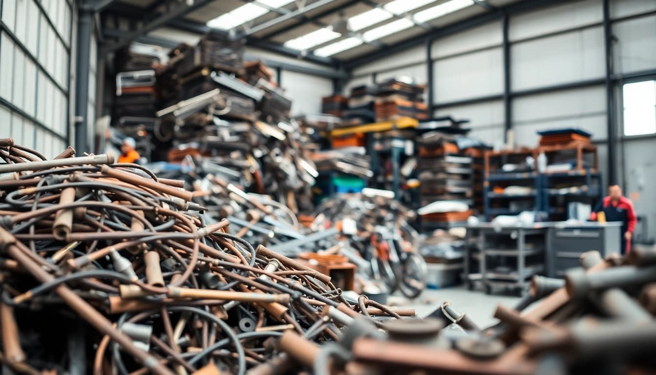 Professional Schrotthändler Remscheid handling scrap metals efficiently in a well-organized workspace.