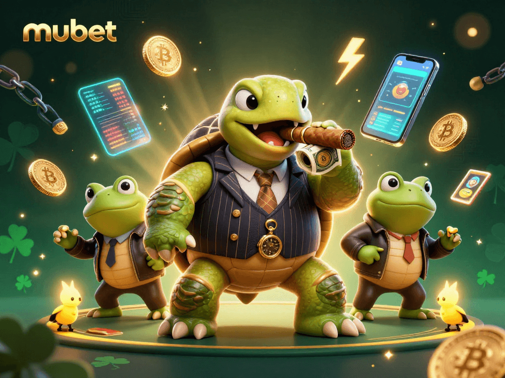 Mubet players enjoy thrilling casino activities with 3D cartoon characters in vibrant illustration