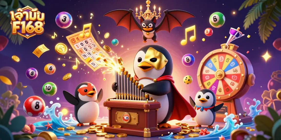 Engage with เจ้ามือ F168 through an electrifying casino spectacle featuring animated characters and dynamic gaming elements.