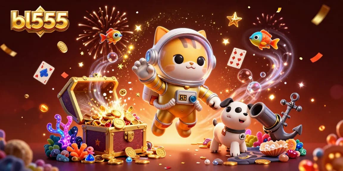 Experience thrilling gameplay at bl555 with vibrant casino elements and an astronaut cat adventure.