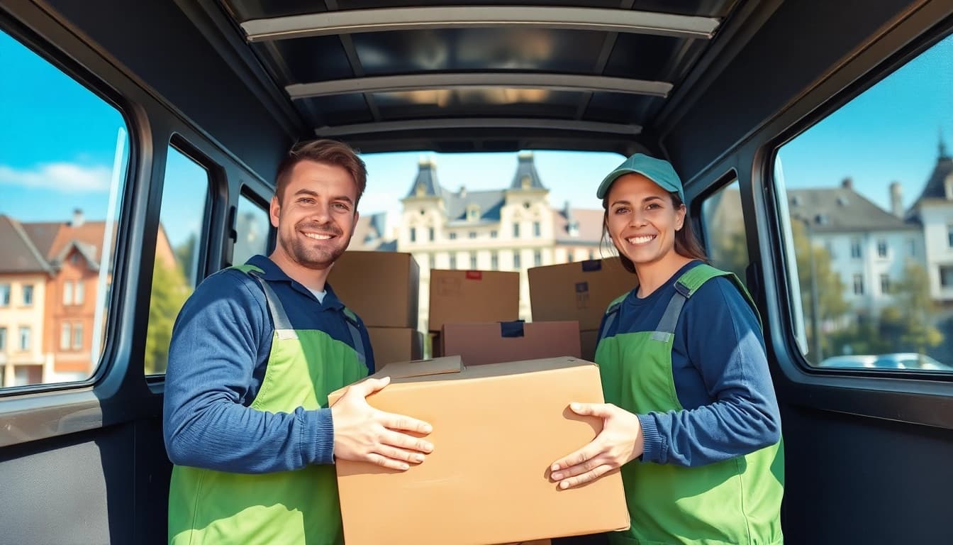 Professionelle Umzugscrew in Saarbrücken hilft beim Transport von Möbeln.