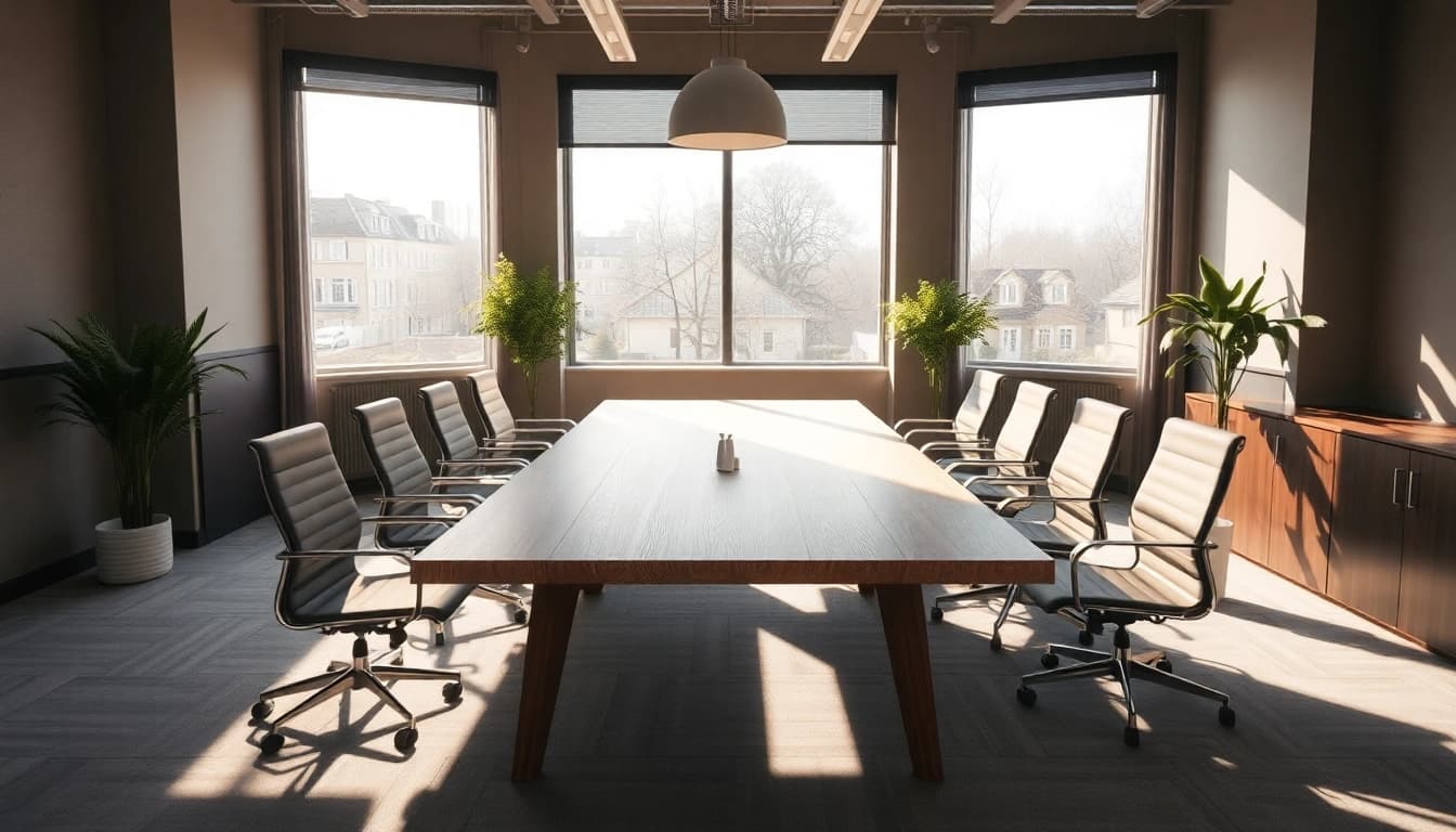 Professionelles Büro im Kontext von Headhunter Kassel mit elegantem Konferenztisch und natürlichem Licht.