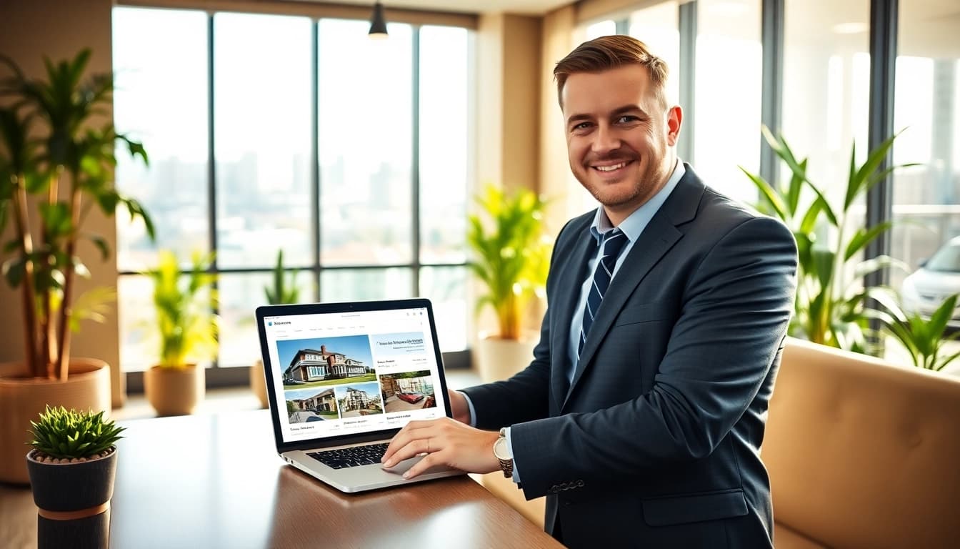 Immobilienmakler Frankfurt Eckenheim präsentiert moderne Immobilien in einem stilvollen Büro.