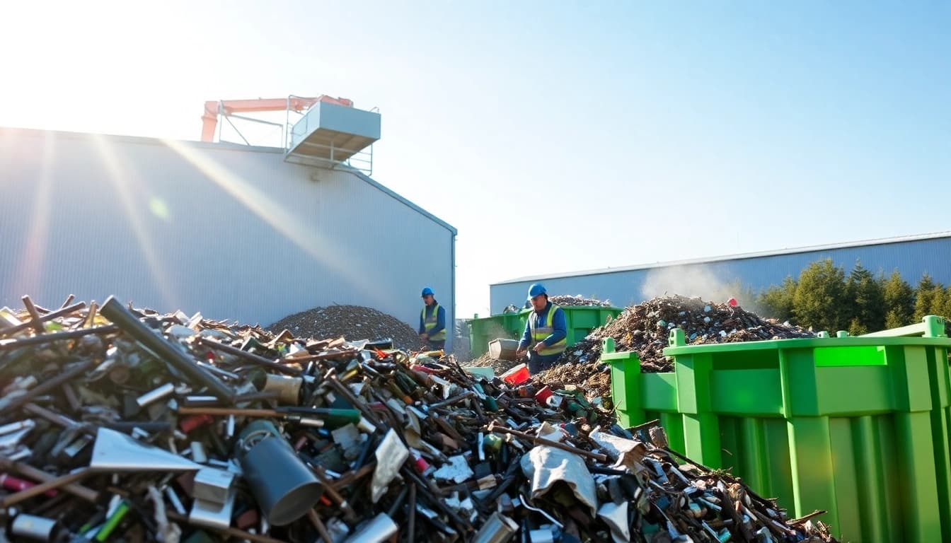 Schrottabholung Oberhausen zeigt eine effiziente Sortierung von Altmetallen in einem Recyclingzentrum.