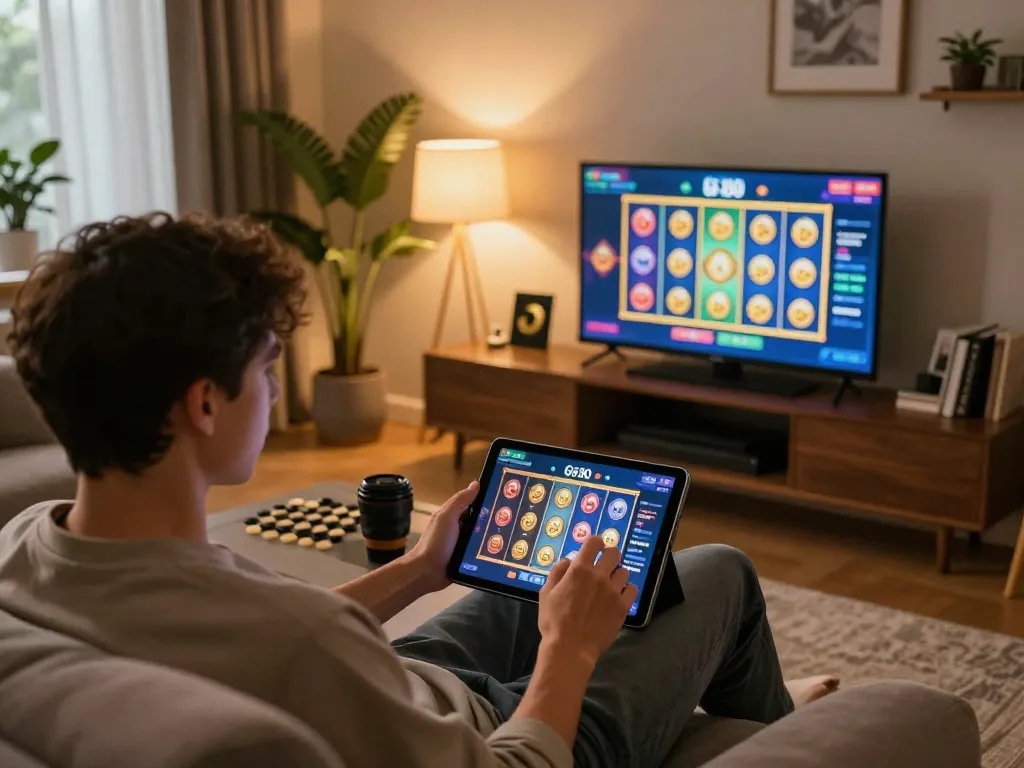 Tham gia trò chơi slot trực tuyến Go 88 trên máy tính bảng trong không gian ấm cúng tại nhà