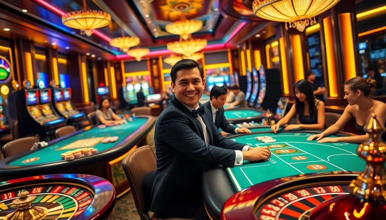 XOC DIA 88 players enjoying thrilling moments at vibrant casino tables full of energy.