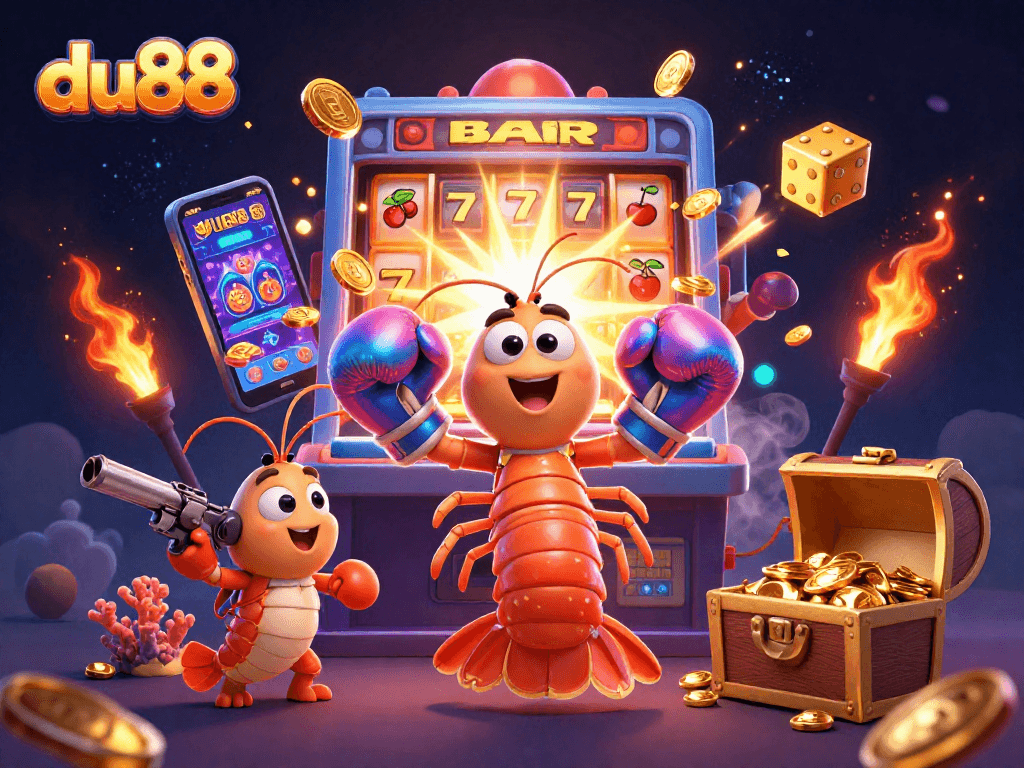 Engage with du88's vibrant online casino scene featuring colorful slots and characters.