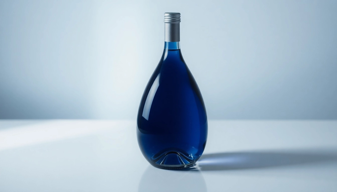 Kolloidales Silber kaufen: Präsentation einer eleganten Flasche mit klarem Silber und weichem Licht.