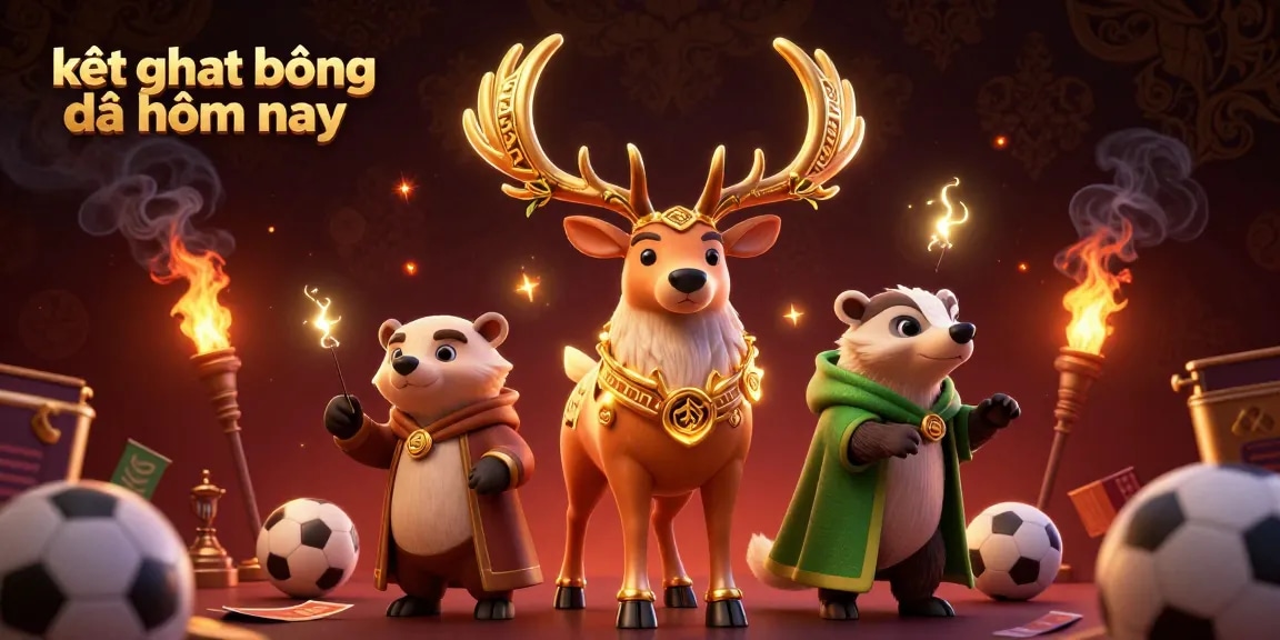 Experience thrilling kết quả bóng đá hôm nay with dynamic sports elements and 3D illustrations of druid characters.