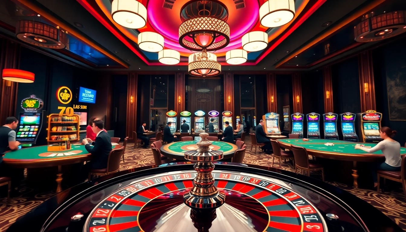 Players enjoying thrilling games at qh88 casino, showcasing poker and roulette excitement.