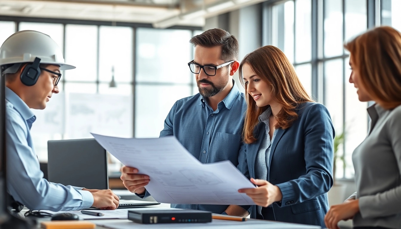 Headhunter Ingenieure beraten Ingenieure in einem modernen Büro mit hochmodernen Technologien.