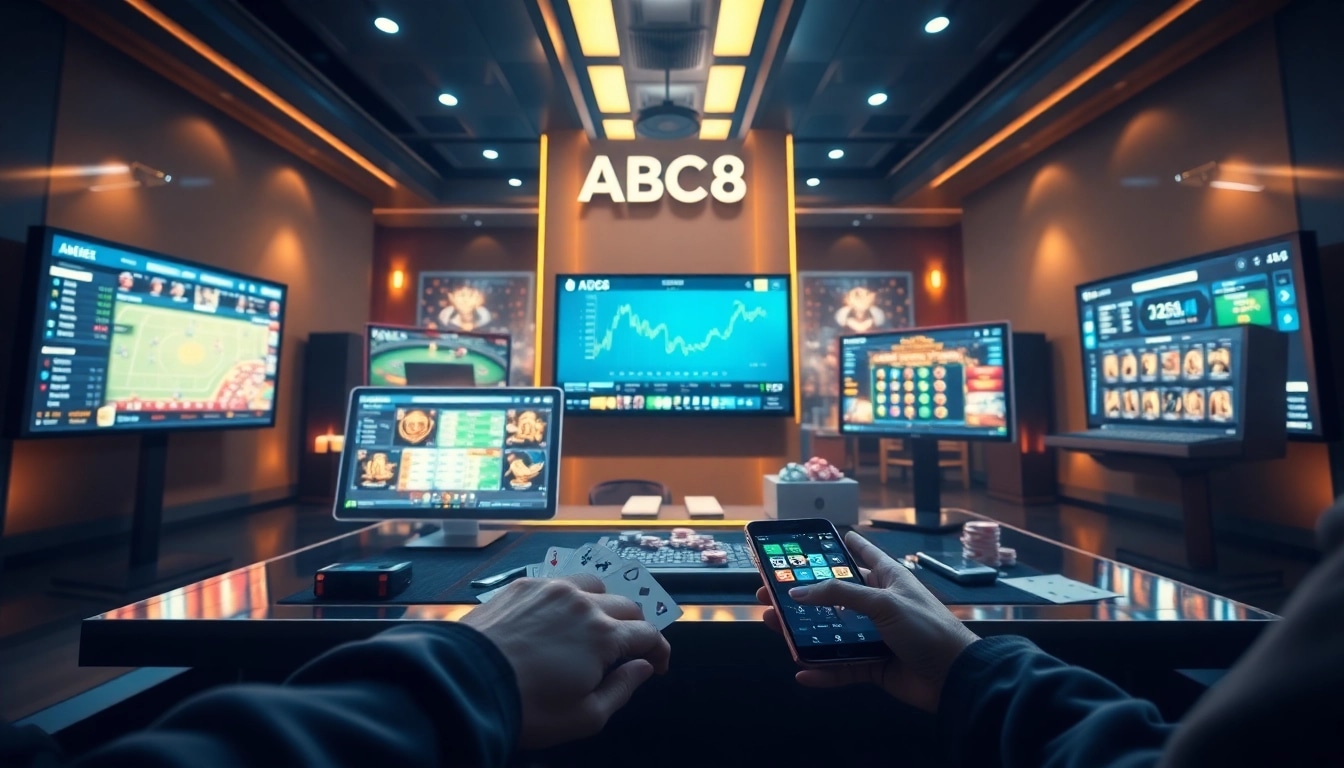 Exciting online gambling experience at ABC8, featuring advanced gaming interfaces and a welcoming atmosphere.