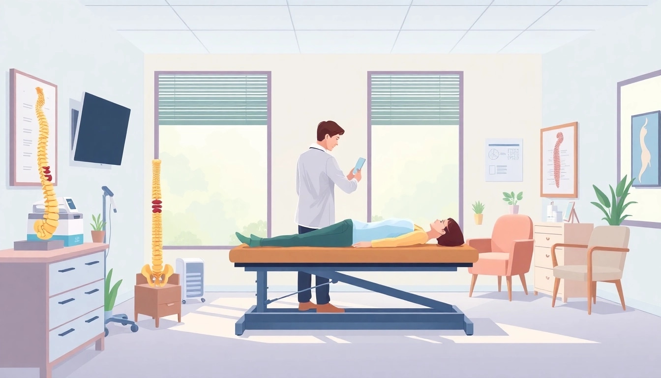 Discover a friendly chiropractor near me attentively examining a patient in a welcoming office environment.