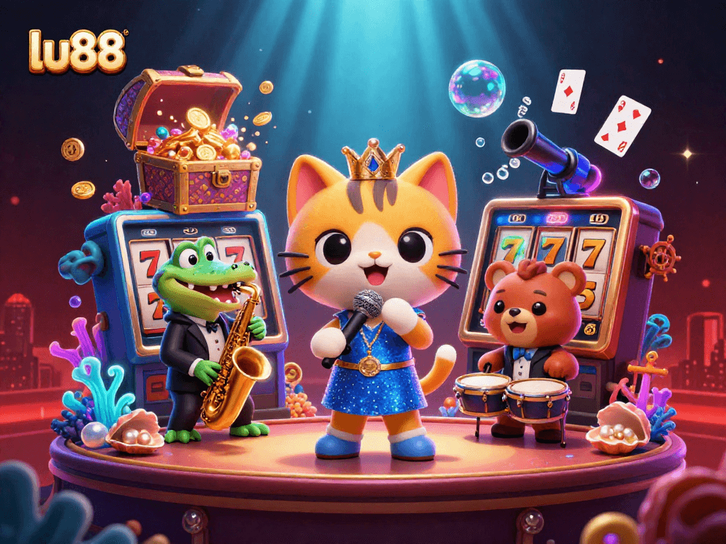 Experience thrilling gameplay at lu88 casino with vibrant characters and exciting slot elements.