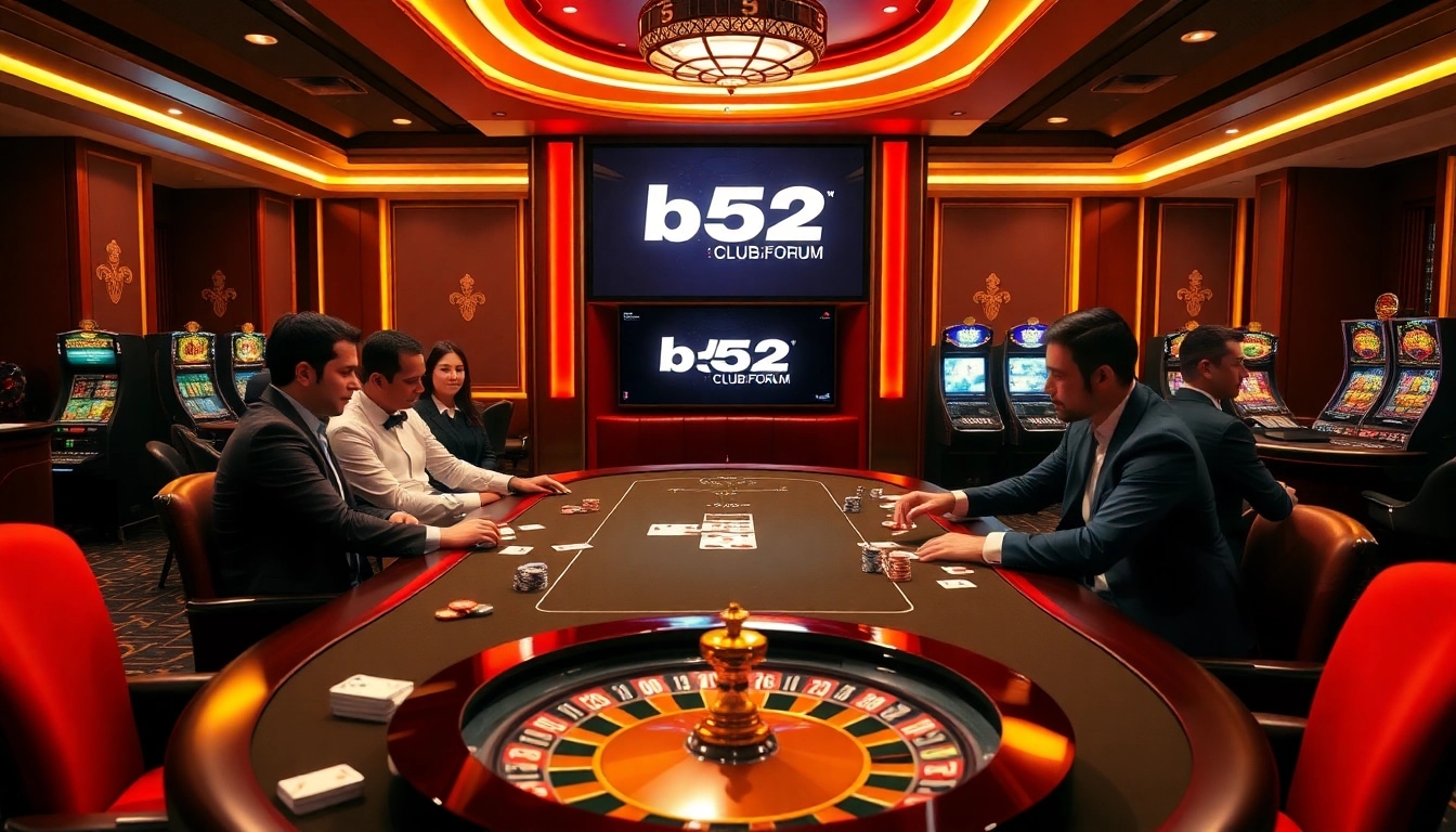 Experience thrilling gameplay at https://b52club.forum/ with poker chips and a vibrant casino backdrop.