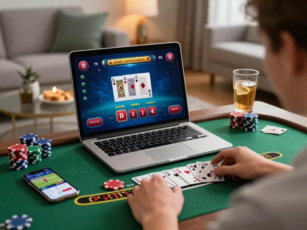 Engaging in online blackjack at home with Bsport BTY, showcasing a dynamic live dealer experience.