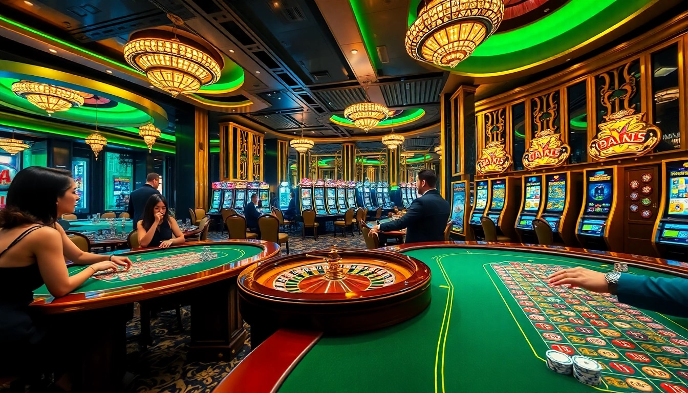 Experience the thrill of Casino DH88 with engaging gaming tables and vibrant slot machines.