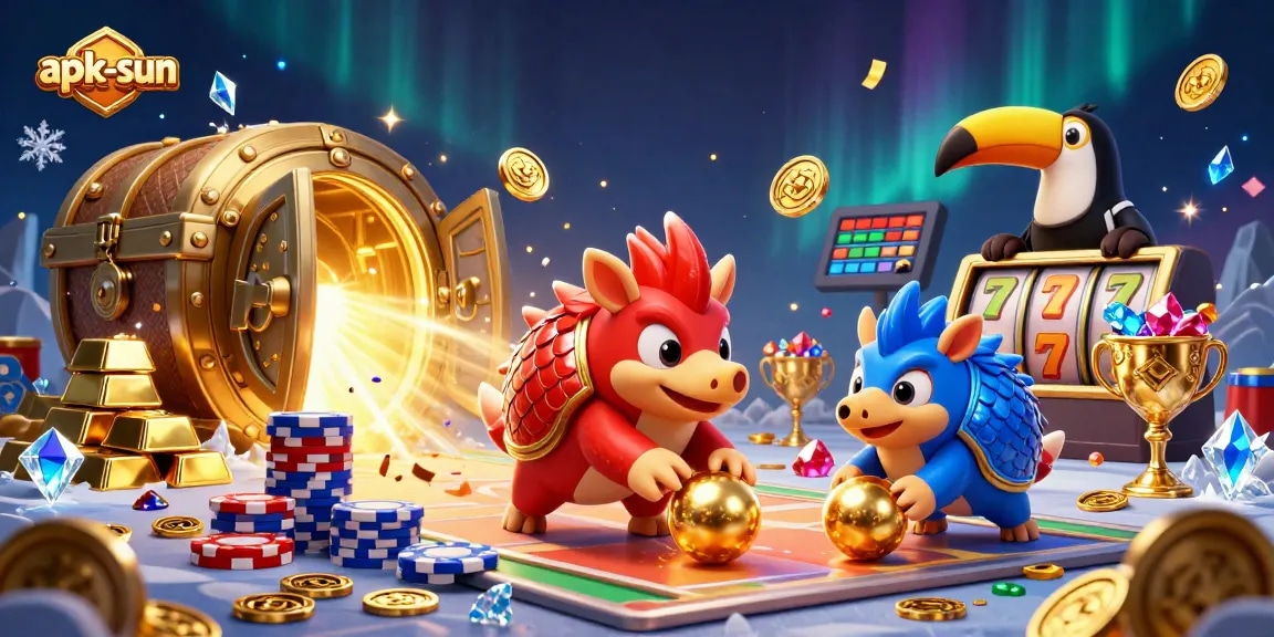 Experience thrilling gameplay with apk-sun as rival pangolins face off in a vibrant casino showdown.