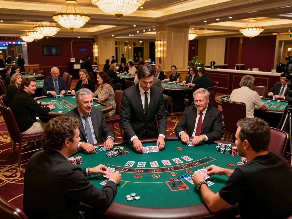 Players enjoying blackjack at the MK8th casino, showcasing excitement and strategy in a vibrant atmosphere
