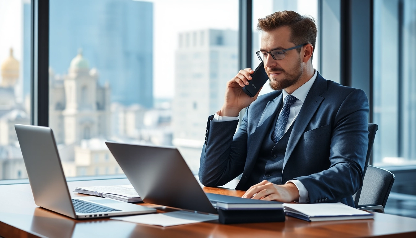 Professioneller Headhunter für Vertrieb arbeitet fokussiert im Büro.