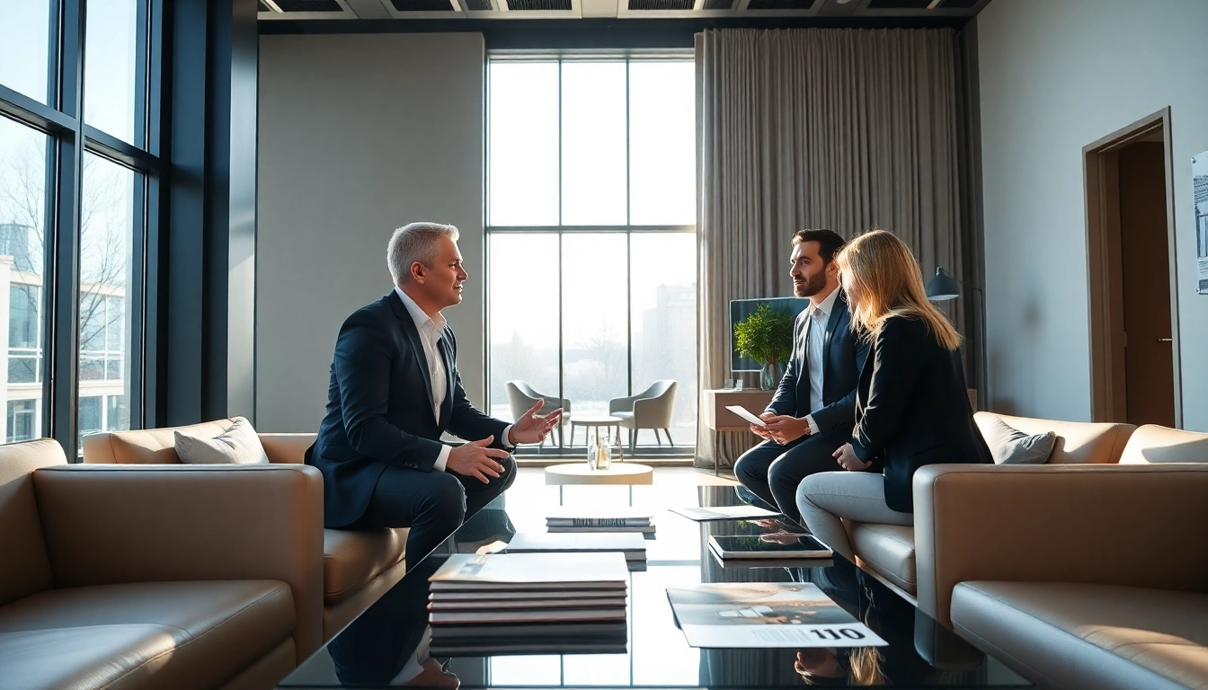 Immobilienmakler Frankfurt Riedberg berät Kunden in einem modernen Büro.