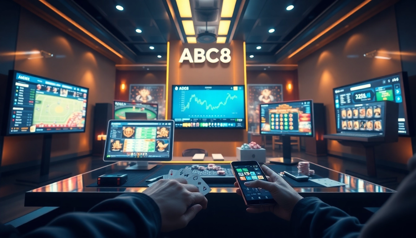 Exciting online gambling experience at ABC8, featuring advanced gaming interfaces and a welcoming atmosphere.