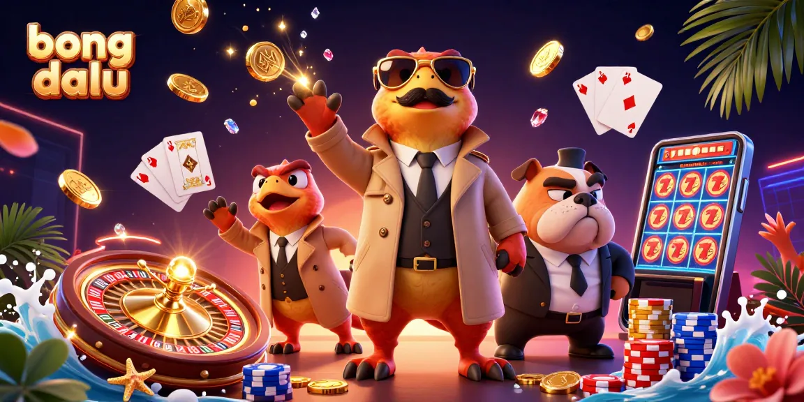 Engage with the thrilling bong da lu action, featuring playful raptors and a bouncer amidst cascading coins.