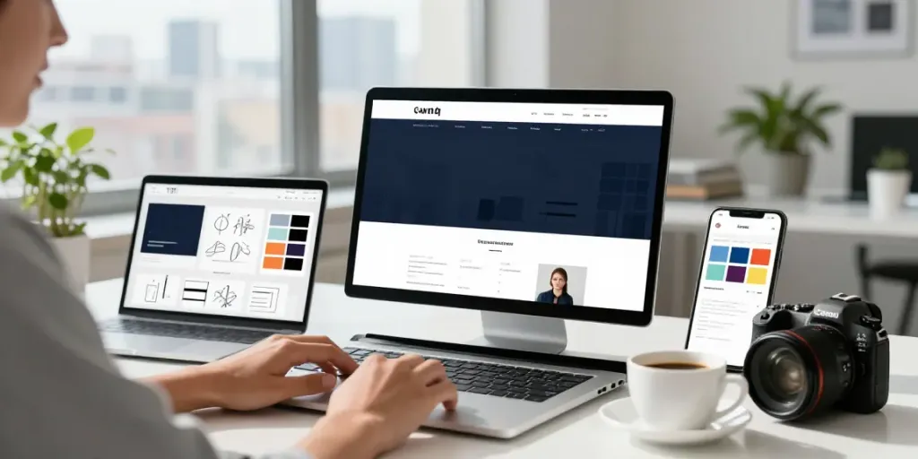 Professioneller Webdesigner im Saarland bei der Arbeit an responsiven Webdesign-Projekten.