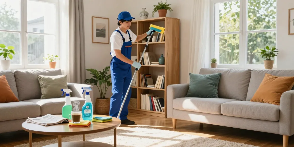 Professional cleaner providing services for putzfirma bern in bright living room
