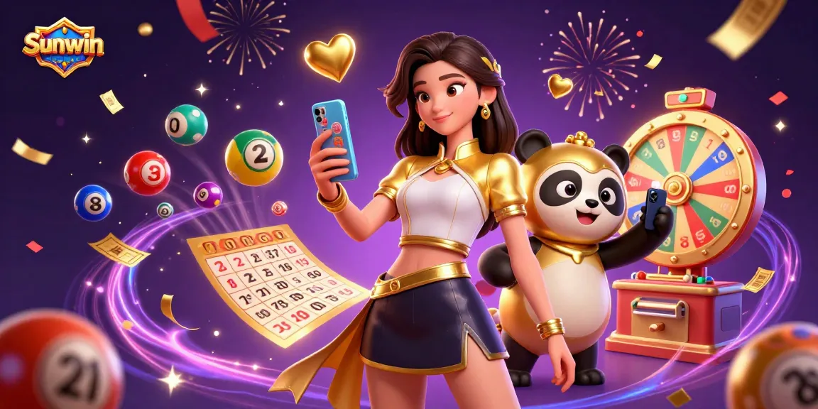 Experience thrilling wins with Sunwin in a vibrant casino-themed scene.