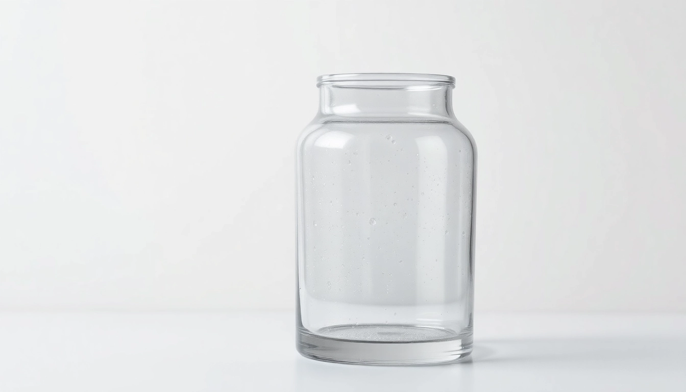 Kolloidales Silber in einem klaren Glasbehälter, auf schlichtem Hintergrund, vermittelt Reinheit und Wirksamkeit.