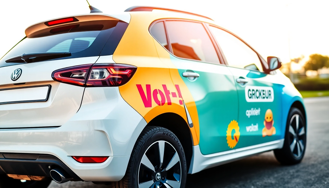 Bei auto bestickering wird ein Fahrzeug mit hochwertigen Werbestickern professionell gestaltet und präsentiert.