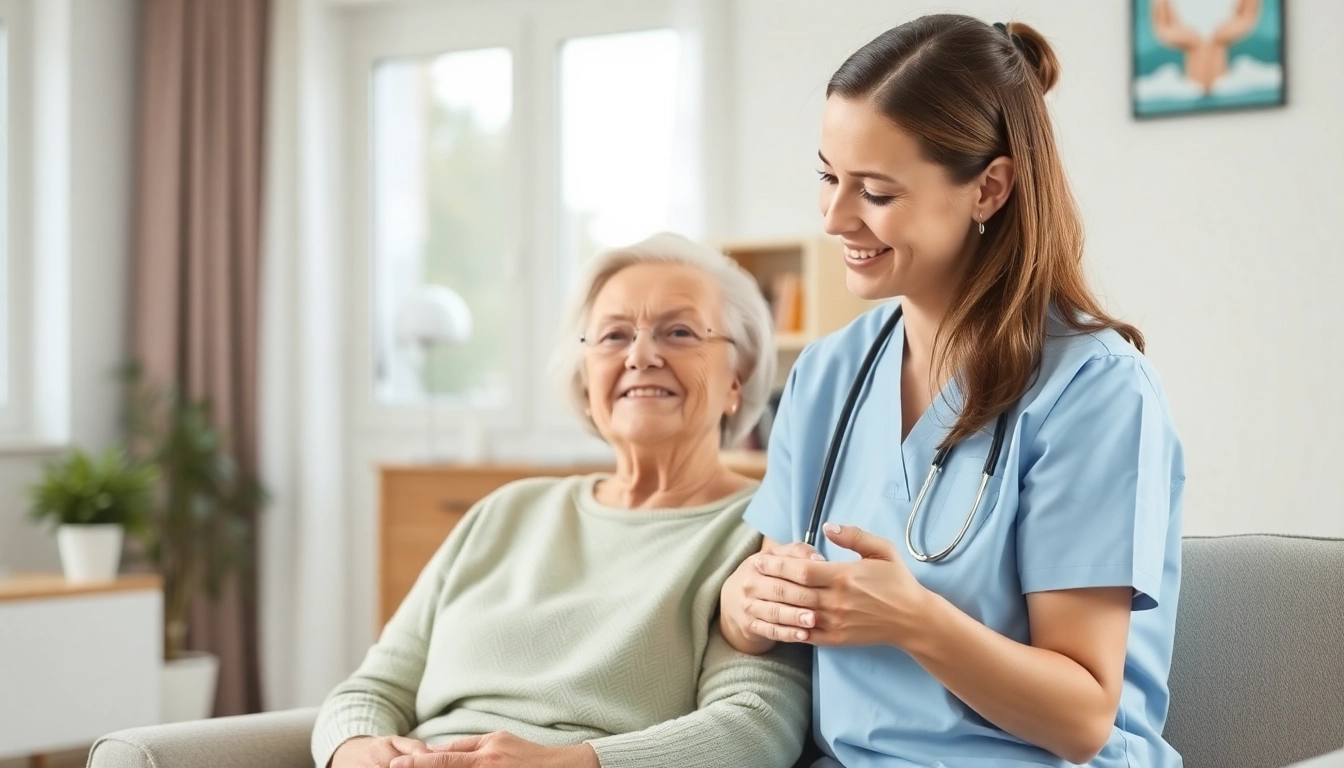 Pflegefachkraft Hameln supports an elderly patient in a modern home environment, showcasing care and compassion.