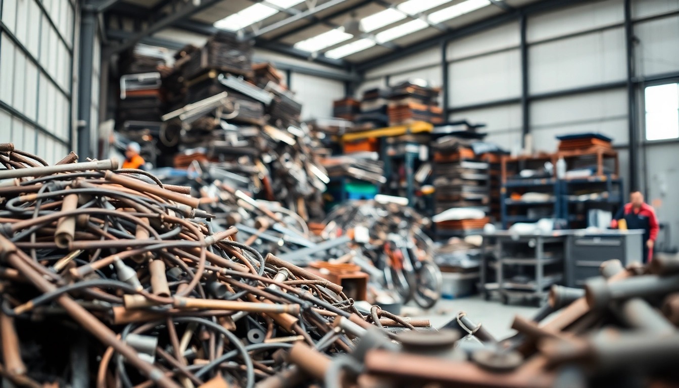 Professional Schrotthändler Remscheid handling scrap metals efficiently in a well-organized workspace.