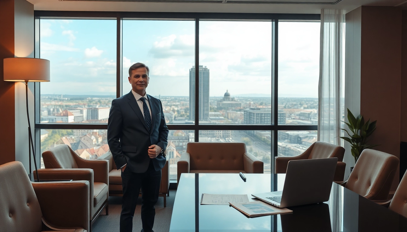 Professioneller Headhunter Solingen in modernem Büro, konzentriert und bereit, Klienten zu unterstützen.