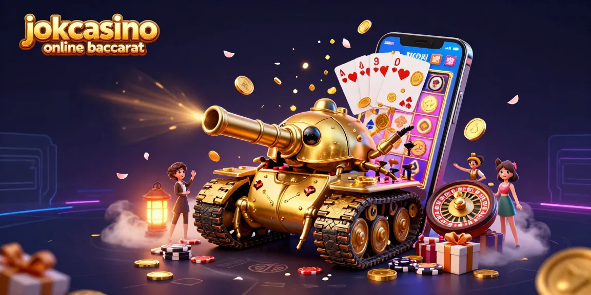 Experience jokacasino online baccarat with a vibrant 3D illustration showcasing dynamic gaming elements.