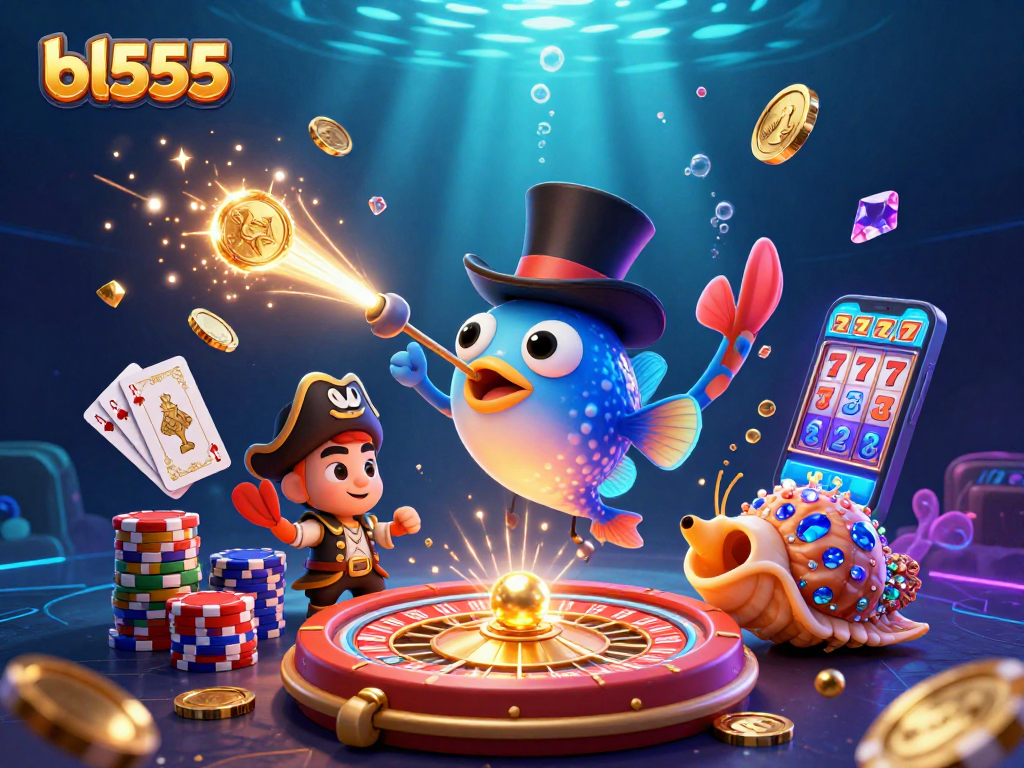 Experience thrilling wins at bl555 with vibrant 3D characters, golden coins, and casino-themed action
