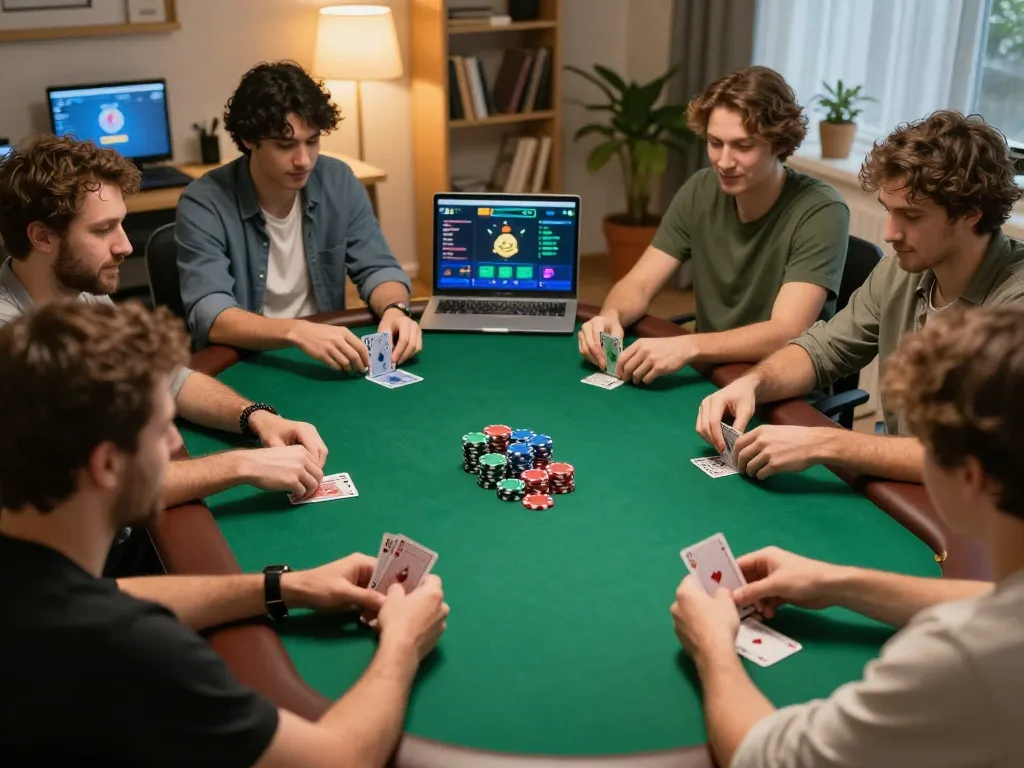 Players engaging in thrilling online poker gameplay with strategic decisions while logging into đăng nhập qq88.