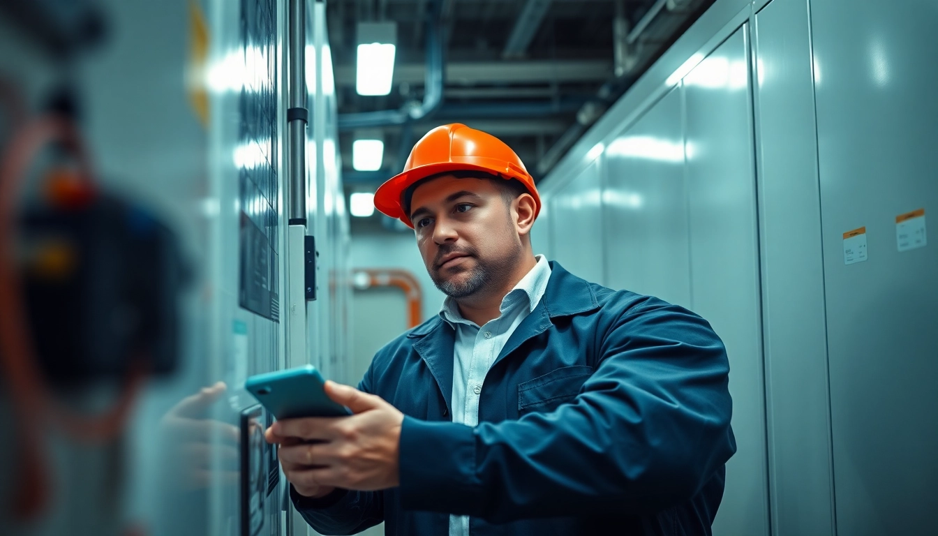 Inspecting devices during a DGUV V3 Prüfung for workplace safety compliance.