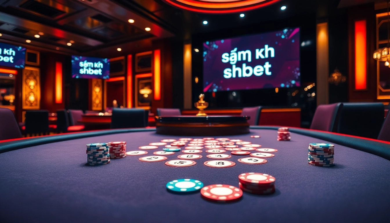 Engaging players with đăng ký shbet at a luxurious casino table filled with vibrant poker chips and cards.