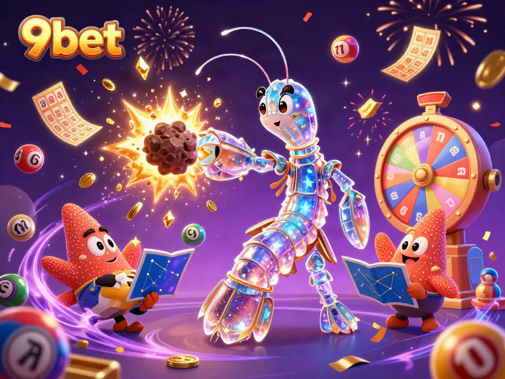 Experience the excitement of 9bet with dynamic lottery elements and stunning casino imagery.