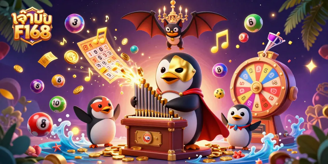 Engage with เจ้ามือ F168 through an electrifying casino spectacle featuring animated characters and dynamic gaming elements.