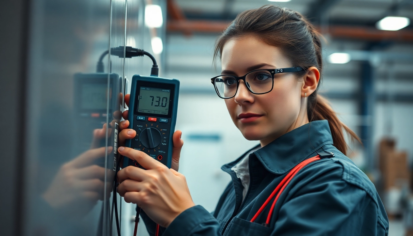Durchführung eines Sicherheitschecks während der DGUV V3 Prüfung von elektrischen Geräten.