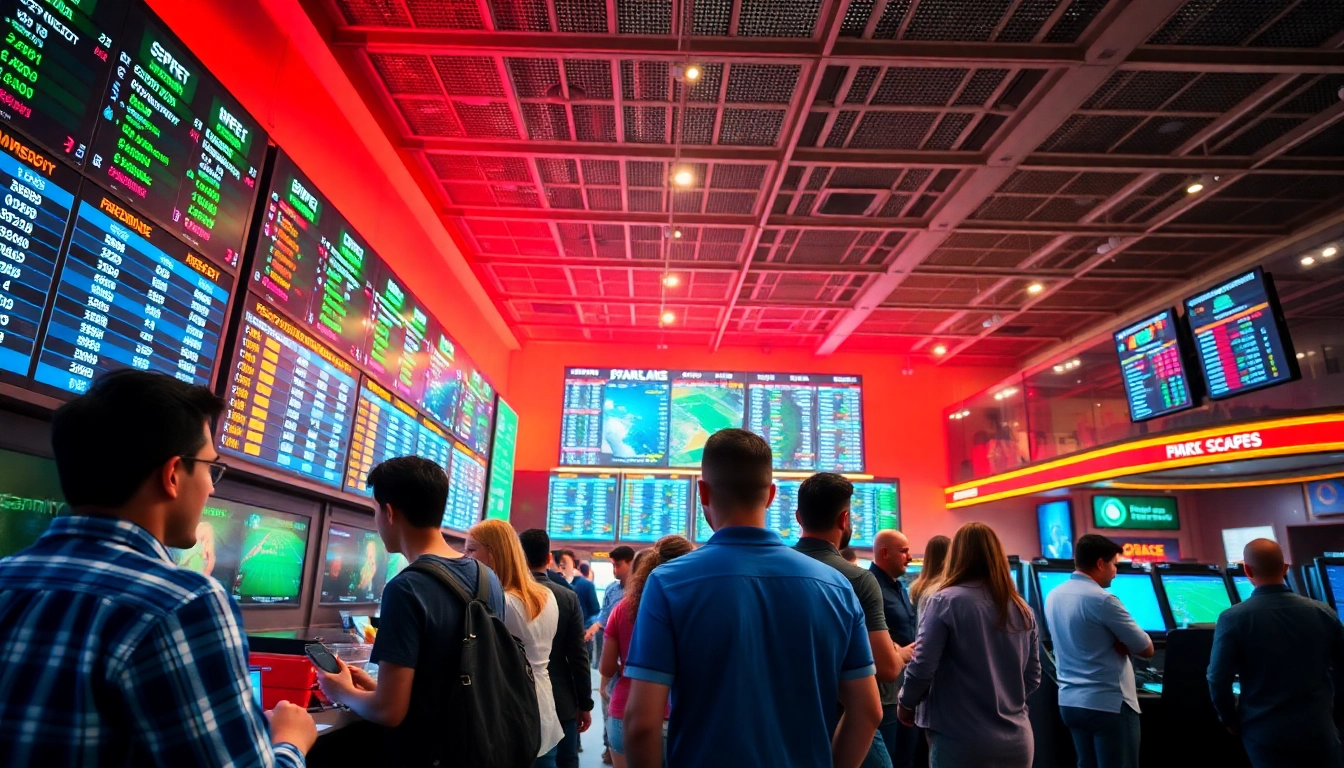 Discover neue wettanbieter with a vibrant scene of enthusiastic bettors enjoying sports betting.