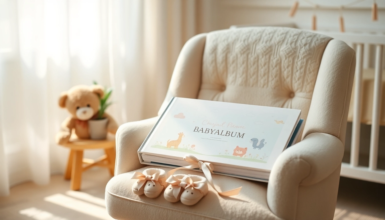 Entdecken Sie die liebevollen Details des Babyalbums, um Erinnerungen festzuhalten.