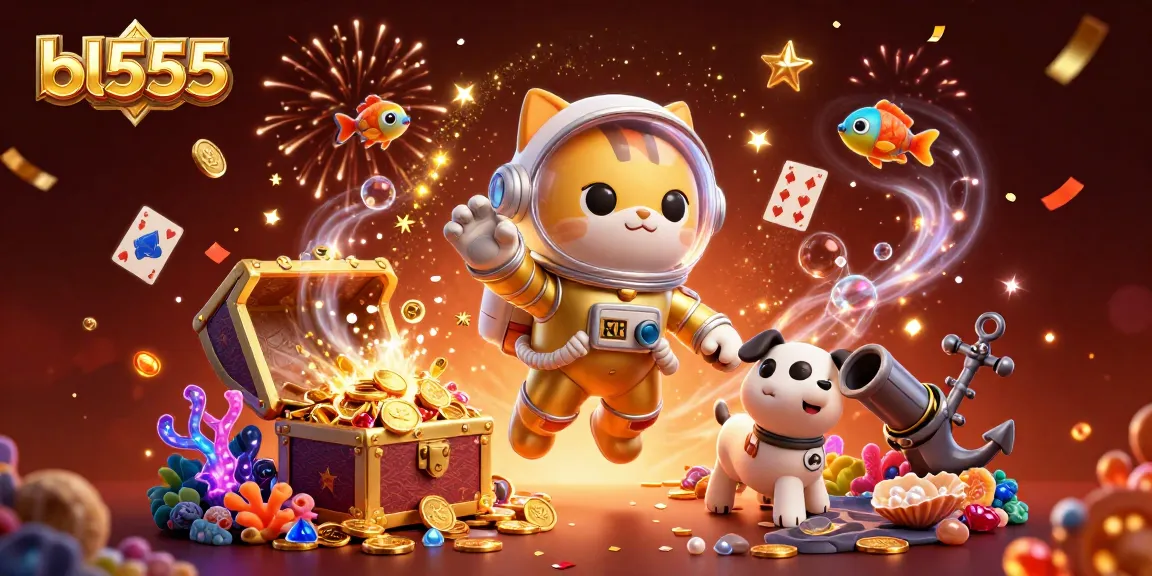 Experience thrilling gameplay at bl555 with vibrant casino elements and an astronaut cat adventure.