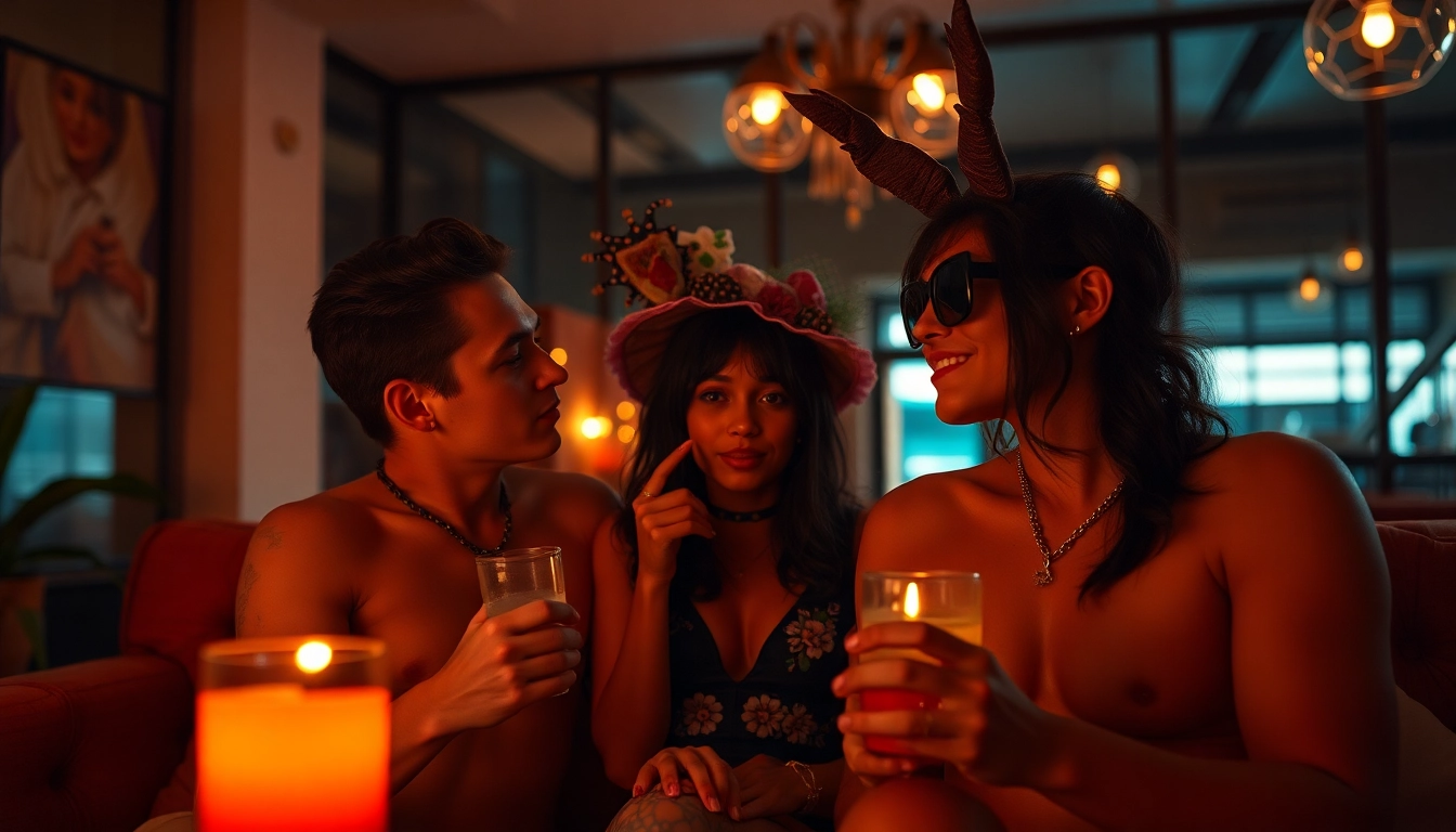 Engage with the vibrant expressions of fetish life through a colorful, intimate scene filled with diverse elements.